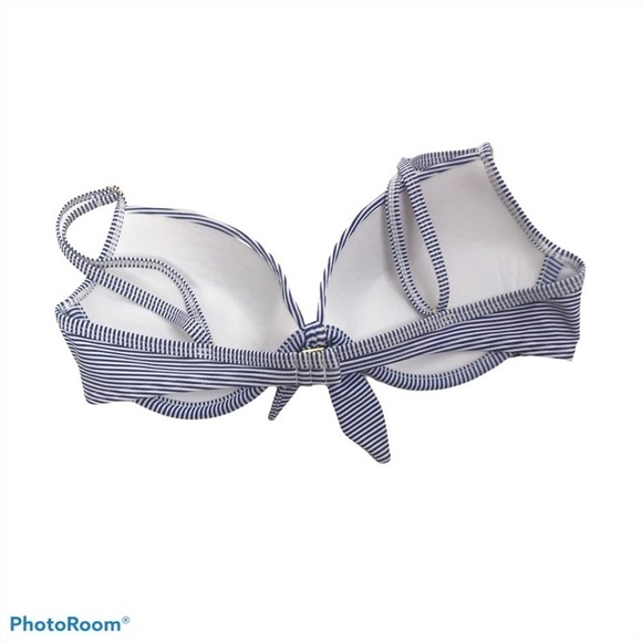 SO blue and white striped bow front bikini top - Picture 2 of 4